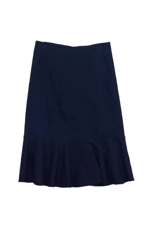 Rebecca Taylor - Navy Linen Flute Hem Suit Skirt Sz 2