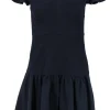 Rebecca Taylor - Navy Off-the-Shoulder Flounce Dress Sz 2