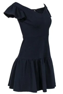 Rebecca Taylor - Navy Off-the-Shoulder Flounce Dress Sz 2