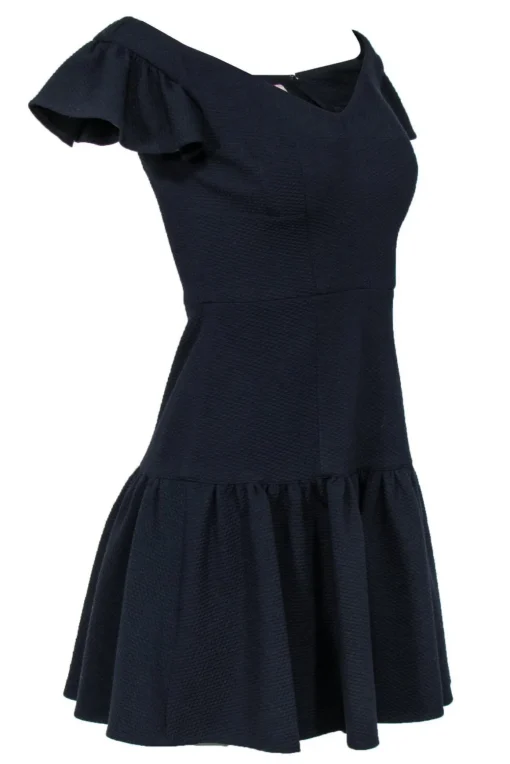 Rebecca Taylor - Navy Off-the-Shoulder Flounce Dress Sz 2
