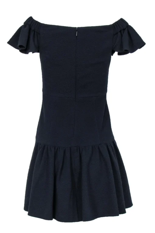Rebecca Taylor - Navy Off-the-Shoulder Flounce Dress Sz 2