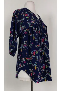 Rebecca Taylor - Navy Silk Bird Print Top Sz 0