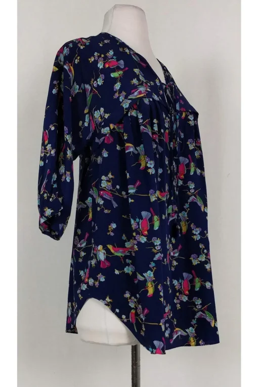Rebecca Taylor - Navy Silk Bird Print Top Sz 0