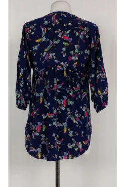 Rebecca Taylor - Navy Silk Bird Print Top Sz 0