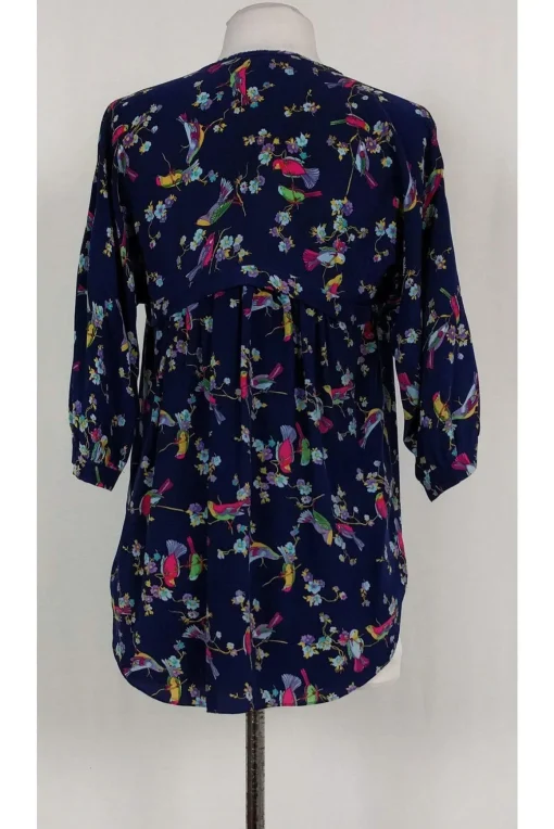 Rebecca Taylor - Navy Silk Bird Print Top Sz 0