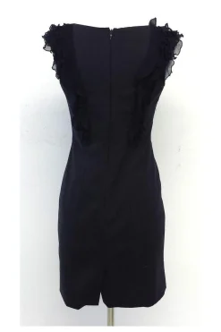 Rebecca Taylor - Navy Wool & Silk Ruffle Sleeveless Dress Sz 2