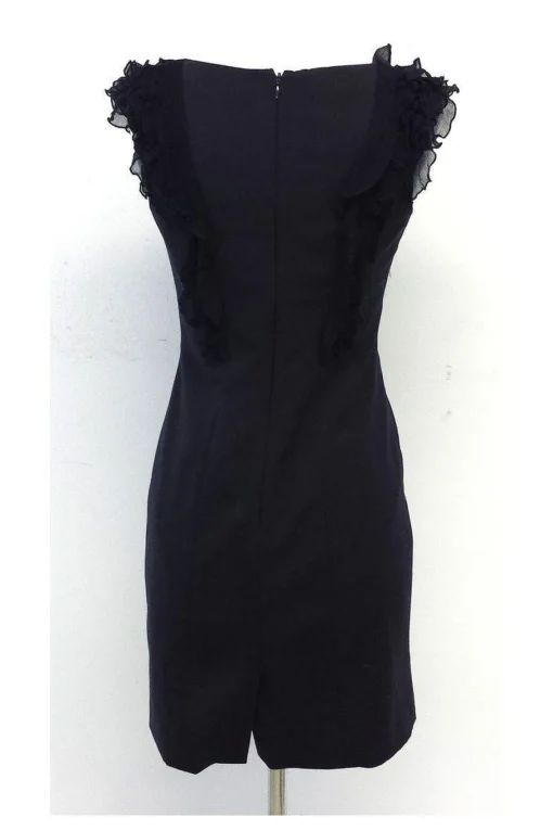 Rebecca Taylor - Navy Wool & Silk Ruffle Sleeveless Dress Sz 2