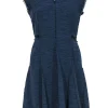 Rebecca Taylor - Navy Woven Tweed A-Line Dress w/ Frayed Edges Sz 4