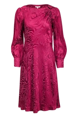 Rebecca Taylor - Pink Swirl Print Silk Blend A-Line Dress Sz 4