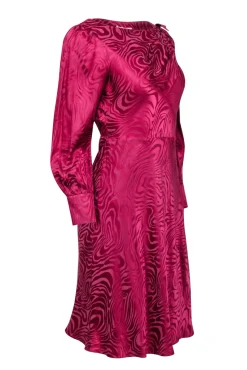 Rebecca Taylor - Pink Swirl Print Silk Blend A-Line Dress Sz 4