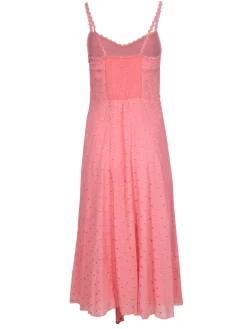 Rebecca Taylor - Pink Swiss Dot Sleeveless Maxi Dress Sz 14