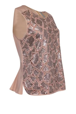 Rebecca Taylor - Pink w/ Silver Sequins Sleeveless Top Sz 8