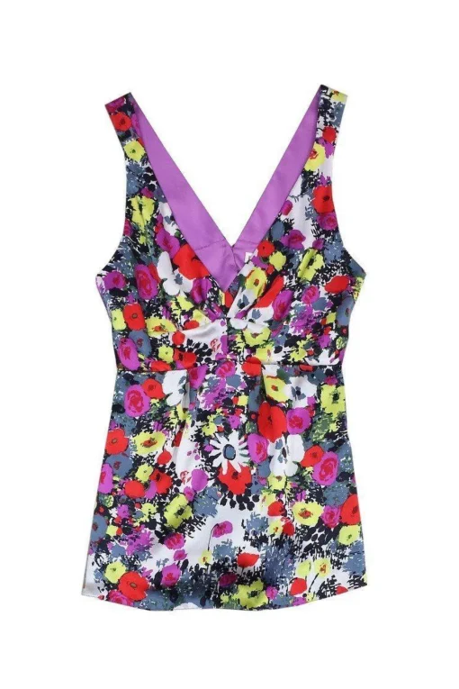 Rebecca Taylor - Purple, Red & Yellow Floral Silk Tank Sz 2