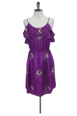 Rebecca Taylor - Purple Silk Dress w/ Flowers Sz 4