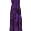 Rebecca Taylor - Purple Tie-Dye Silk Maxi Dress w/ Smocked Bodice Sz 2