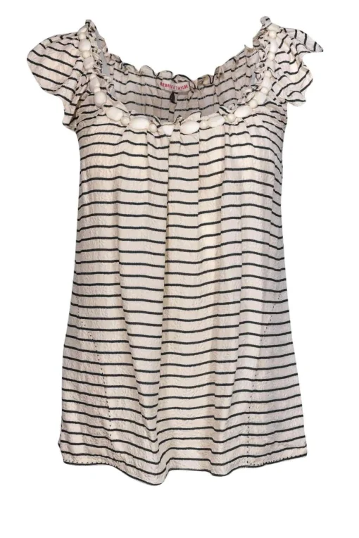 Rebecca Taylor - Striped Top w/ Jewel Neckline Sz 0