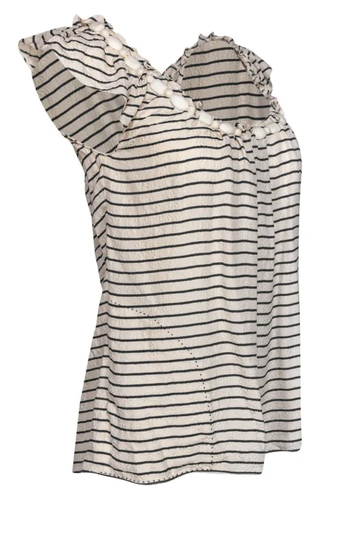 Rebecca Taylor - Striped Top w/ Jewel Neckline Sz 0