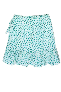 Rebecca Taylor - White & Green Cotton Floral Faux Wrap Skirt Sz 6