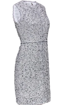 Rebecca Taylor - White & Navy Tweed Sleeveless Sheath Dress Sz 4