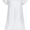 Rebecca Taylor - White Embroidered Short Sleeve Off The Shoulder Dress Sz 6