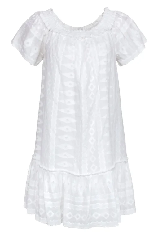 Rebecca Taylor - White Embroidered Short Sleeve Off The Shoulder Dress Sz 6
