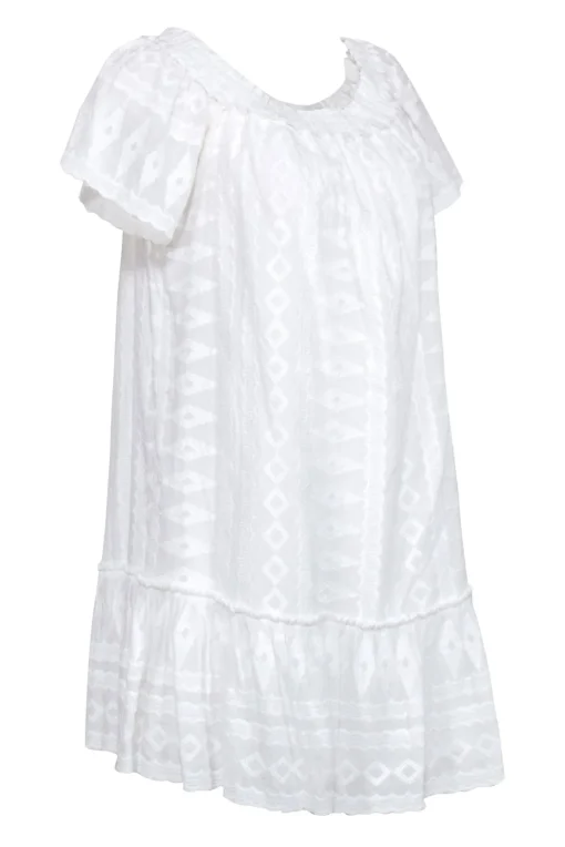 Rebecca Taylor - White Embroidered Short Sleeve Off The Shoulder Dress Sz 6
