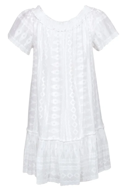 Rebecca Taylor - White Embroidered Short Sleeve Off The Shoulder Dress Sz 6