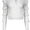 Rebecca Taylor - White Knit Ruffle Sleeve Cardigan Sz M