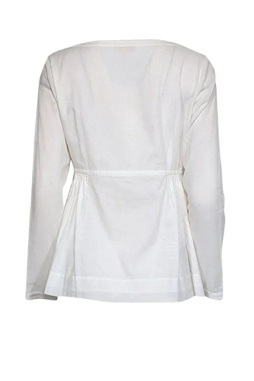 Rebecca Taylor - White Pleated Waist Tie Front Top Sz M