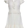 Rebecca Taylor - White Ruffle Cap Sleeve Fit & Flare Dress w/ Metallic Threading Sz XS