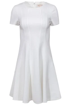 Rebecca Taylor - White Textured Short Sleeve Fit & Flare Dress Sz 2