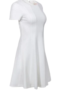 Rebecca Taylor - White Textured Short Sleeve Fit & Flare Dress Sz 2
