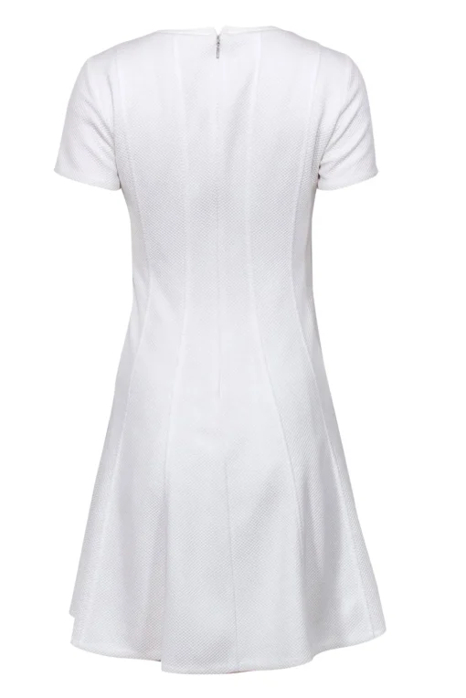 Rebecca Taylor - White Textured Short Sleeve Fit & Flare Dress Sz 2