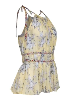 Rebecca Taylor - Yellow & Multicolor Floral Print Sleeveless Top Sz 4