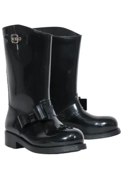 Red Valentino - Black Rubber Rain Boots w/ Bow Sz 9