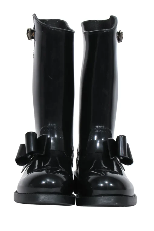Red Valentino - Black Rubber Rain Boots w/ Bow Sz 9