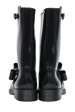 Red Valentino - Black Rubber Rain Boots w/ Bow Sz 9