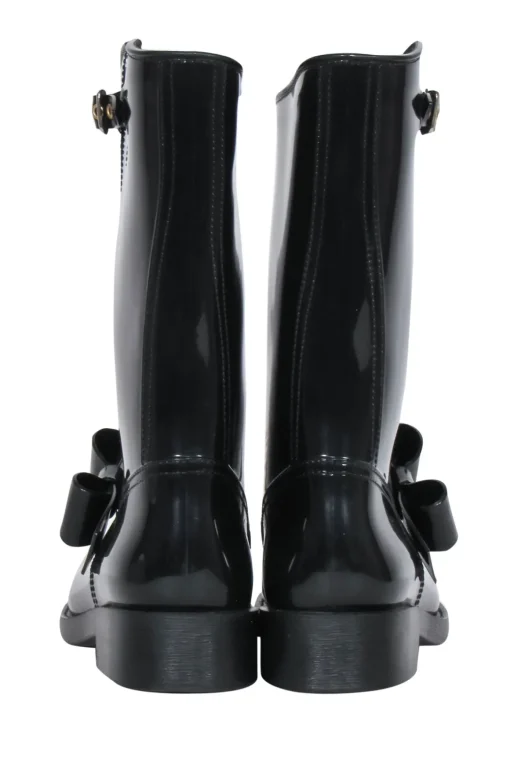 Red Valentino - Black Rubber Rain Boots w/ Bow Sz 9