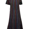 Red Valentino - Black w/ Multicolor Stripe Knit Dress Sz L