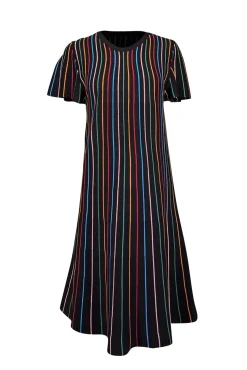 Red Valentino - Black w/ Multicolor Stripe Knit Dress Sz L
