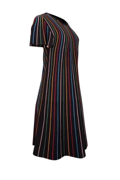 Red Valentino - Black w/ Multicolor Stripe Knit Dress Sz L