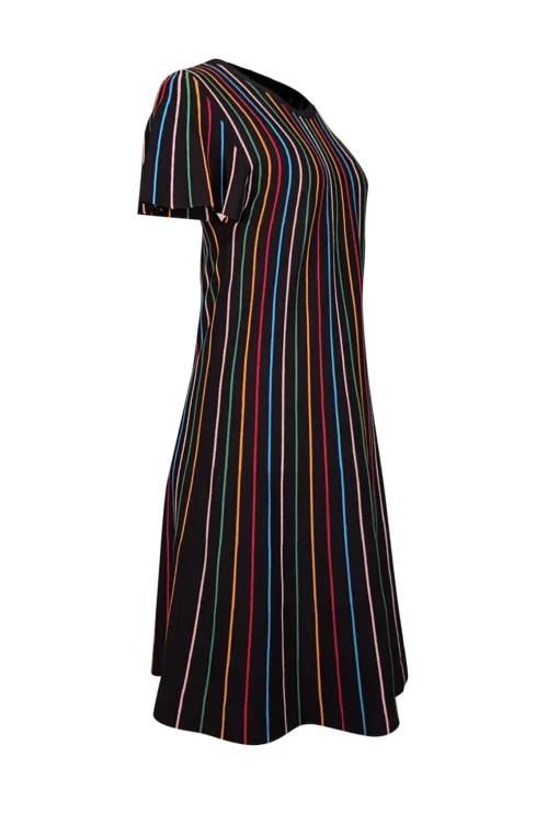 Red Valentino - Black w/ Multicolor Stripe Knit Dress Sz L