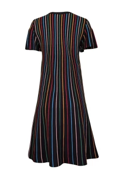 Red Valentino - Black w/ Multicolor Stripe Knit Dress Sz L