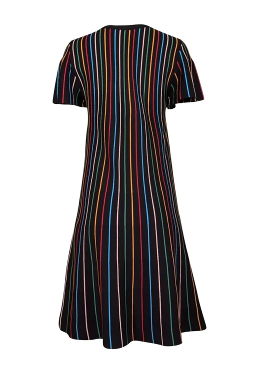 Red Valentino - Black w/ Multicolor Stripe Knit Dress Sz L