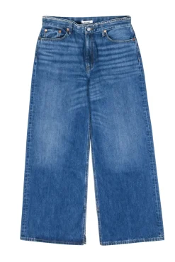 RE/DONE - Blue "Low Rider Loose Jeans" w/ Rhinestone Waistband Sz M