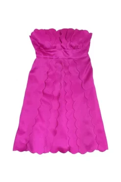 Redux Charles Chang-Lima - Magenta Silk Scalloped Dress Sz 10