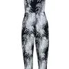 Reformation - Black & Cream Print Linen Jumpsuit Sz 4