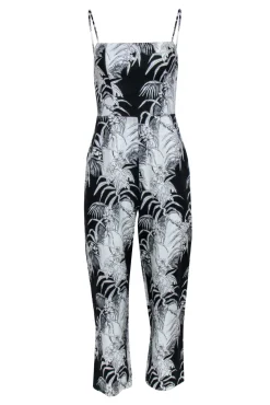 Reformation - Black & Cream Print Linen Jumpsuit Sz 4
