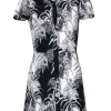 Reformation - Black & Ivory Print Short Sleeve Button Front Shirt Dress Sz 2