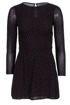 Reformation - Black & Red Polka Dot A-Line Long Sleeve Dress Sz 4